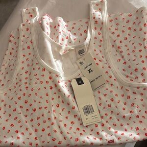 Levi's White and Pink Floral Tank Top